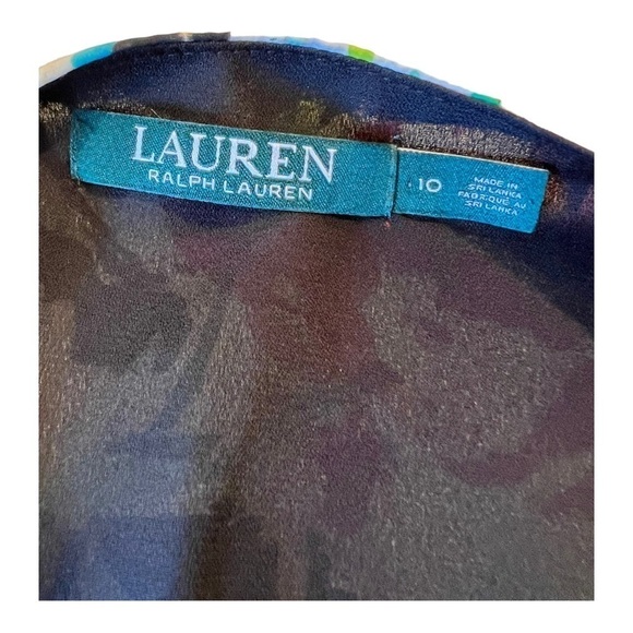 Ralph Lauren LRL Black Floral Inverted‎ Pleat VNeckline Knee Length Shift Dress - Picture 8 of 14